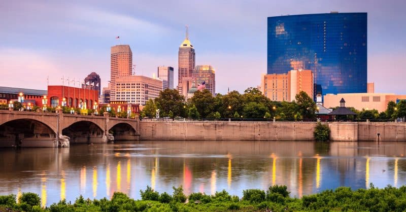 The downtown Indianapolis skyline